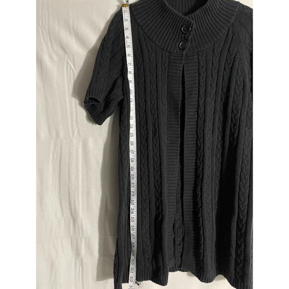 Lane Bryant 14/16w Long Black Cotton Blend Knit Cardigan Sweater Short Sleeve - Picture 6 of 10